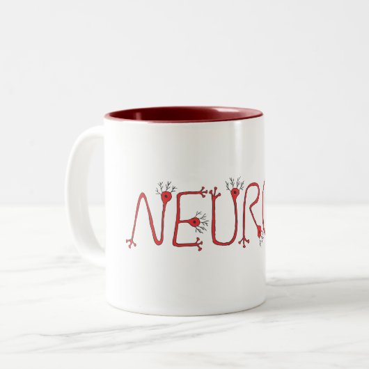 Rote Neuron-Kaffee-Tasse Zweifarbige Tasse (Vorderseite Links)