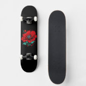 Rote Niedliche Blume Skateboard (Vorderseite)