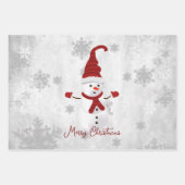 Rote Niedliche Schneemann-Wrapping Paper Sheets Geschenkpapier Set (Vorderseite)