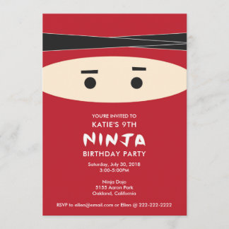 Rote Ninja Geburtstagsparty Einladung