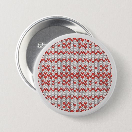 ROTE NORDIC STRICK Runder Button Button / Grau (Vorne & Hinten)