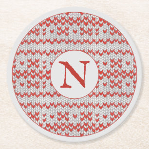 ROTE NORDISCHE GESTRICKTE RUNDE PAPIER-UNTERSETZER RUNDER PAPPUNTERSETZER