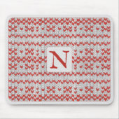 ROTE NORDISCHE STRICKMAUSPAD + Initiale Mousepad (Vorne)