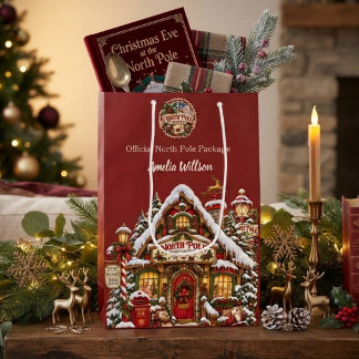 Rote Nordpol-Post mit individuellem Namen Weihnach Mittlere Geschenktüte