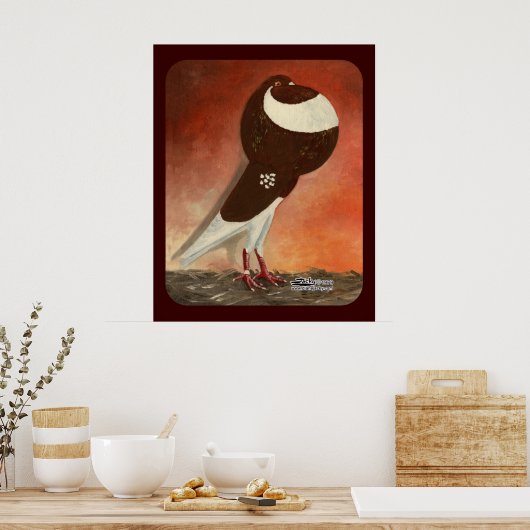 Rote Norwich Cropper-Taube Poster (Küche)