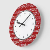 Rote Notenuhr mit Zahlen Große Wanduhr (Winkel)