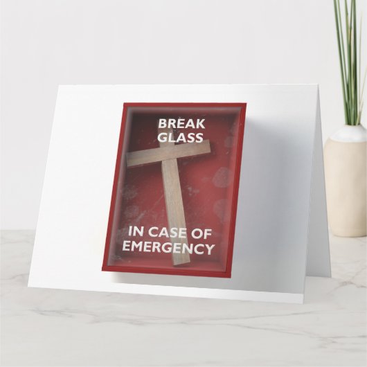 Rote Notrufbox mit Crucifix Karte (Vorderseite)