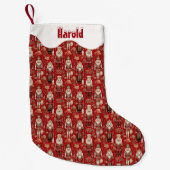 Rote Nussknacken Muster Weihnachten personalisiert Kleiner Weihnachtsstrumpf (Vorderseite)
