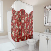 Rote Nussknacken Muster Weihnachtsschneedecke Duschvorhang (Beispiel)
