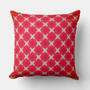 Rote Octagon-Formen und Vier Point-Sterne Kissen