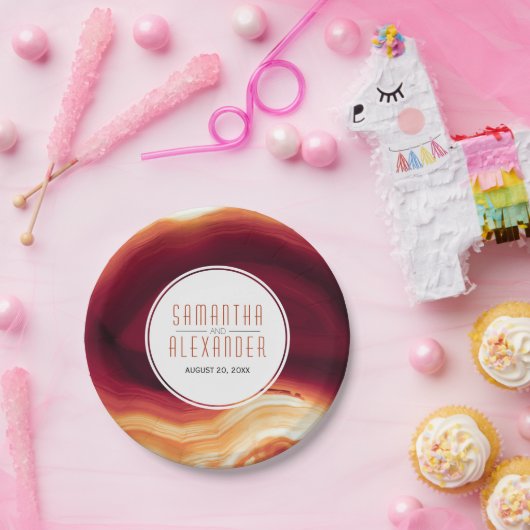 Rote Ode - moderne Hochzeit im Herbst Pappteller (Party)