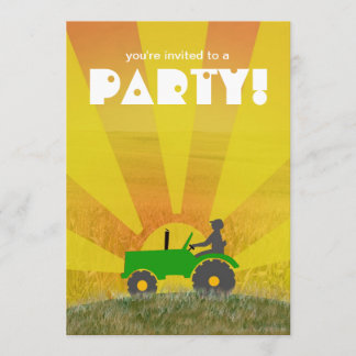 Rote oder grüne Traktor-Party Einladung: Wählen Einladung