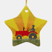 Rote oder grüne Traktor-Verzierung Keramik Ornament (Hinten)