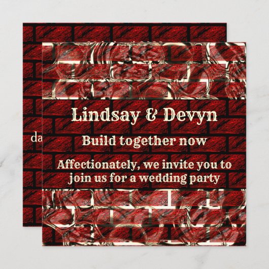 Rote oder Kratzer auf Rot- oder Ziegeleffekt Einladung (Vorne/Hinten)