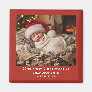 Rote Omas und Opas Erstes Weihnachts-Baby-Foto Magnet