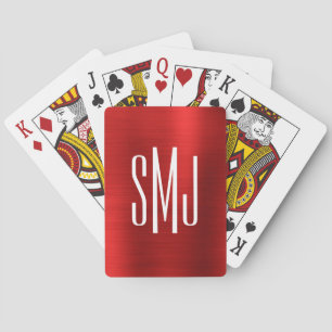 Rote Ombre-Folie Dreibuchstaben-Monogramm Spielkarten