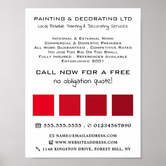 Rote Ombre-Quadrate, Maler und Dekorator Poster (Vorne)
