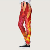 Rote Orange abstrakte Blume Muster Fotospass Leggings (Links)