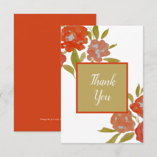 Rote Orange Boheme Gold Blumen-Flat Dankeskarten Dankeskarte