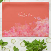 Rote Orange der Wasserfarben Geschirrtuch (Gefaltet)