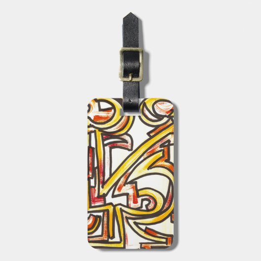 Rote orange GelbBrushstrokes - moderne Kunst Gepäckanhänger (Vorderseite vertikal)