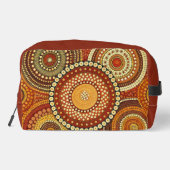 ROTE ORANGE GELBE ABORIGINALE TRIBALPATTER WASCHBEUTEL (Rückseite)