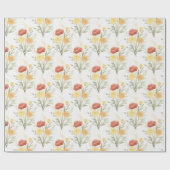 Rote Orange Gelbe Blumen Geschenkpapier (Flach)