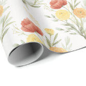 Rote Orange Gelbe Blumen Geschenkpapier (Rolleneckpunkt)