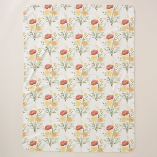 Rote Orange Gelbe Blumen Sherpadecke (Vorderseite)