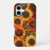 ROTE ORANGE GELBE FALL SUNFLOWER BLUME iPhone 16 HÜLLE (Rückseite)