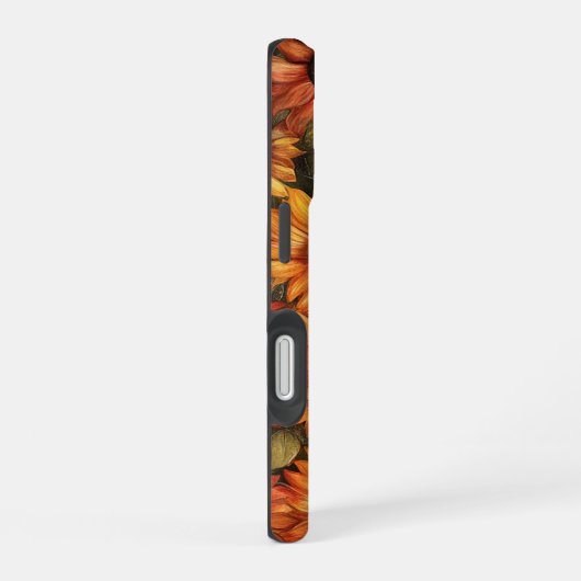 ROTE ORANGE GELBE FALL SUNFLOWER BLUME iPhone 16 HÜLLE (Rechte Seite)