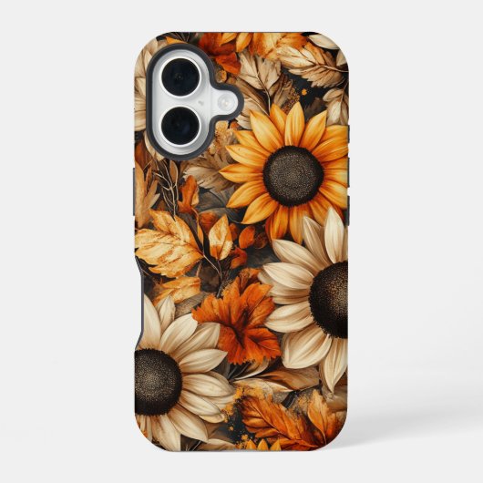 ROTE ORANGE GELBE FALL SUNFLOWER BLUME iPhone 16 HÜLLE (Rückseite)