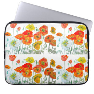 Rote Orange Gelbe Klatschmohnblume Wasserfarbe Kla Laptopschutzhülle