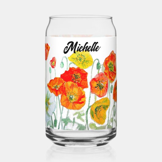 Rote Orange Gelbe Mohnblumen Klatschmohn Blumen Dosenglas (Vorderseite)