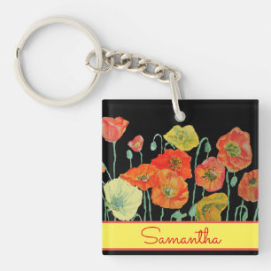Rote Orange Gelbe Mohnblumen Mädchen Name Schlüsselanhänger