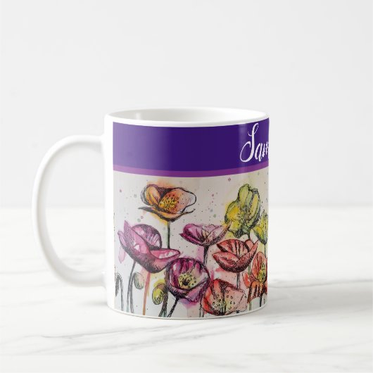 Rote Orange Gelbe Mohnblüte Blume Pfeffer Blumenku Kaffeetasse (Links)