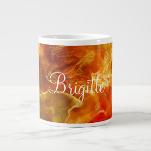 Rote, orange, goldene, grüne Marmor-Tinten-Druck-T Jumbo-Tasse