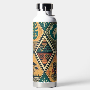 ROTE ORANGE GRENE YELLOW BLACK HISTORY PATTERNS TRINKFLASCHE