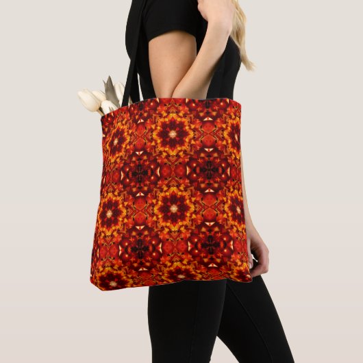 Rote Orange Kaleidoskop Drucktasche Tasche (Von Nahem)