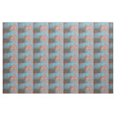 rote orange Katze auf blauem Gewebe Stoff (Fat Quarter (45,7 x 55,9 cm))