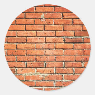 Rote Orange Kleine Ziegelwand Stadtmauer Runder Aufkleber