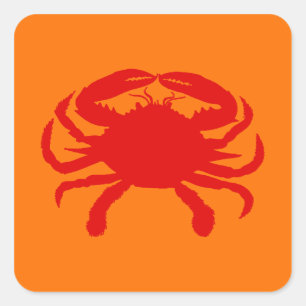 Rote Orange Krabbe Quadratischer Aufkleber