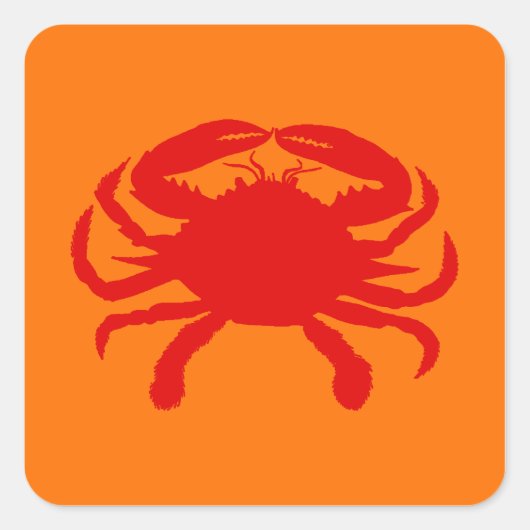 Rote Orange Krabbe Quadratischer Aufkleber (Vorderseite)