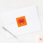 Rote Orange Krabbe Quadratischer Aufkleber (Umschlag)
