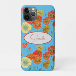 Rote Orange Mohn Mohnblumen floral Blau Mädchen Na Case-Mate iPhone Hülle
