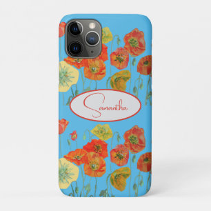 Rote Orange Mohn Mohnblumen floral Blau Mädchen Na Case-Mate iPhone Hülle