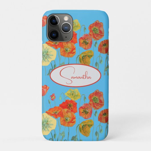Rote Orange Mohn Mohnblumen floral Blau Mädchen Na Case-Mate iPhone Hülle (Rückseite)