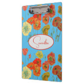 Rote Orange Mohn Mohnblumen floral Blau Mädchen Na Klemmbrett (Links)
