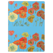Rote Orange Mohn Mohnblumen floral Blau Mädchen Na Klemmbrett (Rückseite)