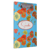 Rote Orange Mohn Mohnblumen floral Blau Mädchen Na Klemmbrett (Rechts)